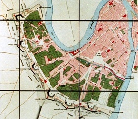 Карта Вероны 1834 года, с южной сторогы города Бастионы Санмикели, перестроенные Австией
