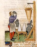 Миниатюра XV века к трактату "О травах" - производство самогона