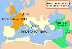 Римская Империя в 260 году разделена на Империю Галлий, Центральную и Королевство Пальмира