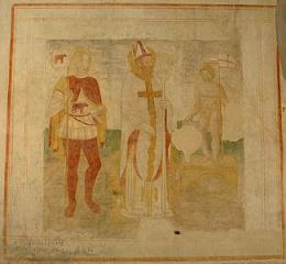 Фреска на стенах церкви с изображением Святых