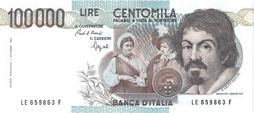 Караваджо - один из великих итальянцев, на банкноте в 100 лир был его портрет