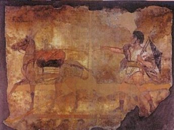 Сцена возвращения воина на фреске 4 века до н.э.