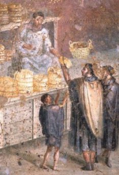 Мужчина покупает хлеб, фреска в Помпеи