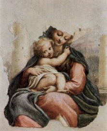 Мадонна лестницы -фреска Корреджо