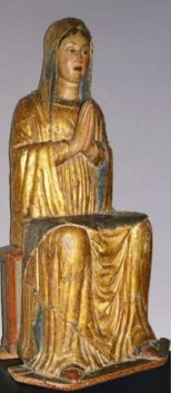 Мадонна на троне, раскрашенное позолоченное дерево, ДюДзеьеллана, частная коллекция в Болонье