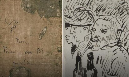 Страницы из альбома - рисунрк с изображением Ван Гога