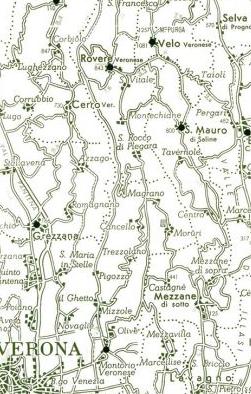 Район распространения веронской Люмакеллы к северо-востоку от Вероны 
