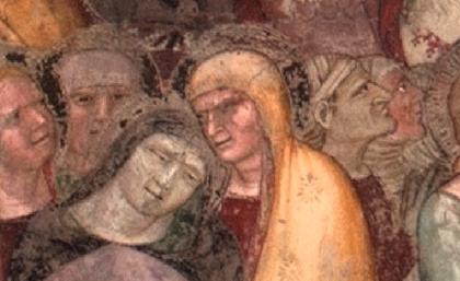 Рядом с Марией в золотой одежде - профиль поэта Данте, Церковь Сан Фермо