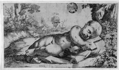 Младенец Христос на Кресте, гравюра, Брешия
