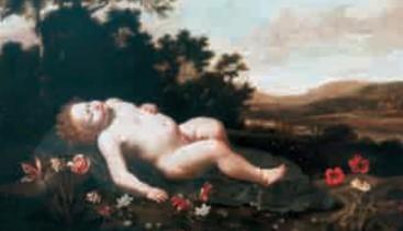 Младенец Иисус спящий на лугу, Артемизия Джентилески
